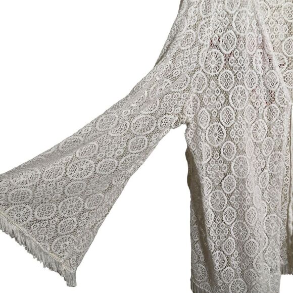 Earthbound Sweater Women's XL Ivory Cardigan Tie Fairy Cottagecore Embroidered - Picture 4 of 9